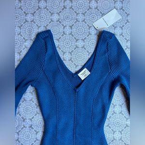 Abercrombie and fitch Wide Ribbed V Neck Sweater Bodysuit